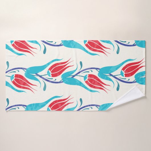 チューリップの背景。トルコ伝統的のモチーフ。シーム バスタオル (バスタオル)