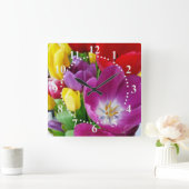 チューリップの色 スクエア壁時計 (ホーム)