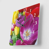 チューリップの色 スクエア壁時計 (傾斜)