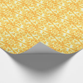 チューリップの花のダマスク織の春の黄色 ラッピングペーパー (角)