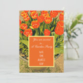 チューリップの花のモダンなデザインのガーデンパーティー 招待状 (スタンド正面)