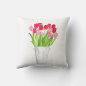 チューリップの花の水色ピンクの投エレガントげガーリー クッション (裏面)