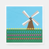 チューリップの花の間の風車 スタンダードランチョンナプキン (正面)