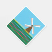 チューリップの花の間の風車 スタンダードランチョンナプキン (角)