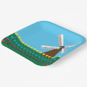 チューリップの花の間の風車 ペーパープレート (傾斜あり)