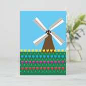 チューリップの花の間の風車 招待状 (スタンド正面)
