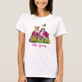 チューリップの花園の春の猫たち Tシャツ (正面)