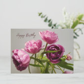 チューリップの花束。ハッピーバースデー 招待状 (スタンド正面)