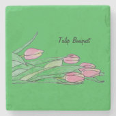 チューリップの花束　横たわる ストーンコースター (正面)