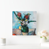 チューリップの花瓶，ポール・セザンヌ スクエア壁時計 (ホーム)