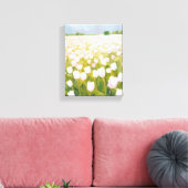 チューリップの花畑の白い花の絵 キャンバスプリント (インサイチュ (リビング))