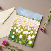 チューリップの花畑の絵 カード