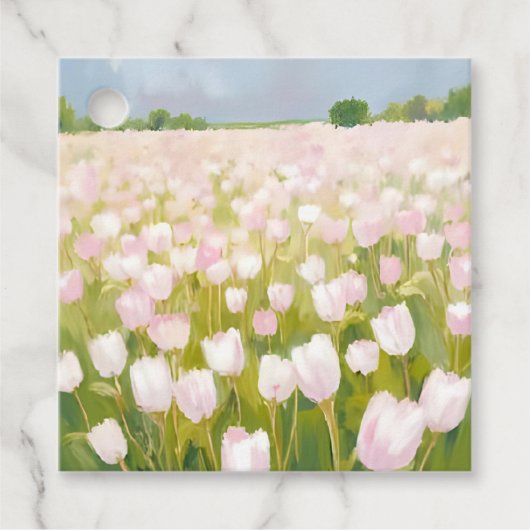 チューリップの花畑の絵 フェイバータグ (正面)
