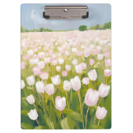 チューリップの花畑の絵 白 クリップボード