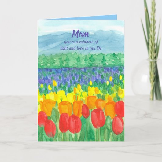 チューリップの花畑 ハッピー母の日 カード (正面)