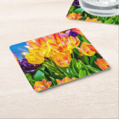チューリップの花 – 花色 スクエアペーパーコースター (アングル)