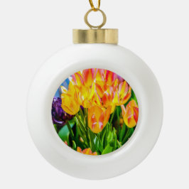チューリップの花 – 花色 セラミックボールオーナメント