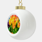 チューリップの花 – 花色 セラミックボールオーナメント (右)