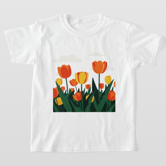 チューリップの花 Tシャツ (レイダウン)