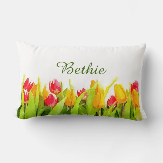チューリップの装飾のクッション ランバークッション (正面)