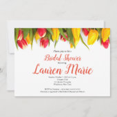 チューリップの赤く黄色いブライダルシャワー 招待状 (正面)