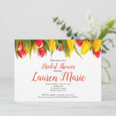 チューリップの赤く黄色いブライダルシャワー 招待状 (スタンド正面)