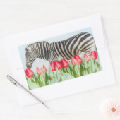 チューリップの間のゼブラ 長方形シール (封筒)