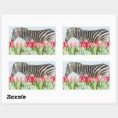 チューリップの間のゼブラ 長方形シール (シート)