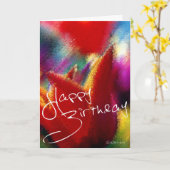 チューリップのBithday抽象的なオレンジカード カード (黄色い花)