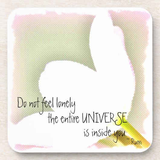 チューリップのRumiの点々のあるな引用文 コースター (正面)