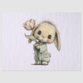 チューリップを持つかわいいうさぎ 薄葉紙 (正面)