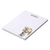 チューリップを持つかわいいウサギ ノートパッド (回転)
