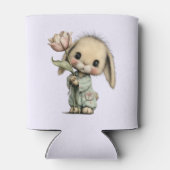 チューリップを持つかわいいウサギ 缶クーラー (裏面)