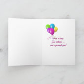 チューリップを持つハッピーバースデーのテディー・ベア カード (内部)