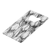 チューリップを白黒で クレジットカード栓抜き (裏面アングル)