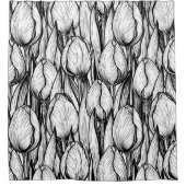 チューリップを白黒で シャワーカーテン (正面)