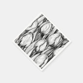 チューリップを白黒で スタンダードカクテルナプキン (角)