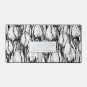 チューリップを白黒で デスクマット (キーボード&マウス)