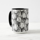 チューリップを白黒で マグカップ (正面左)