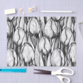 チューリップを白黒で 薄葉紙 (クラフト)