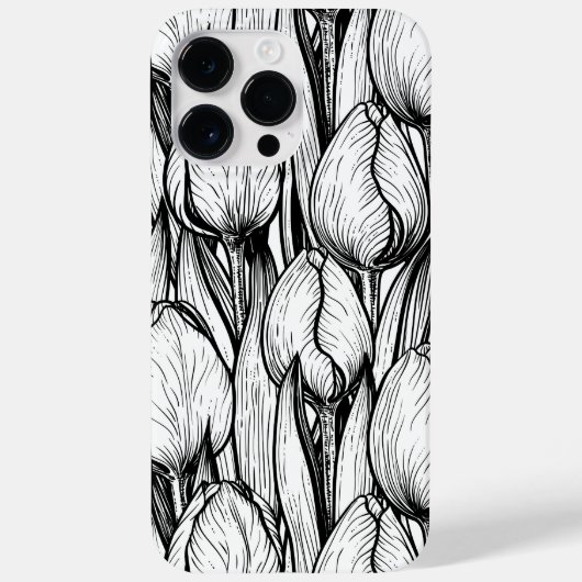 チューリップを白黒で Case-Mate iPhoneケース (裏面)