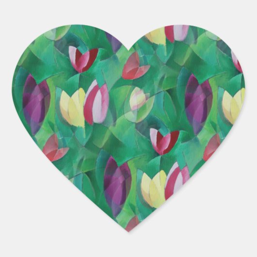 チューリップを通してつま先で歩く ハートシール (正面)