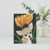 「チューリップを通してティップトゥーイング」チワフアアートポストカード ポストカード (スタンド正面)