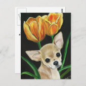 「チューリップを通してティップトゥーイング」チワフアアートポストカード ポストカード (正面/裏面)
