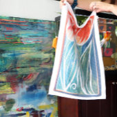 チューリップアートワーク青と赤のチューリップ春 キッチンタオル