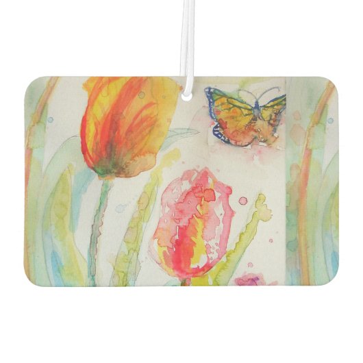 チューリップウォーターカラーフラワーアートカーエアーフレッシュナー カーエアーフレッシュナー (裏面)