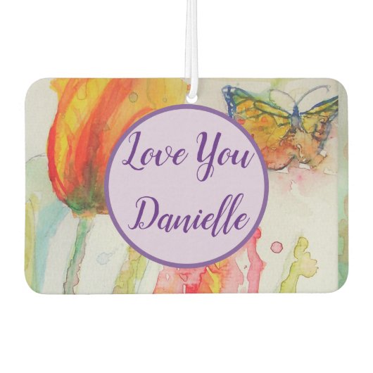 チューリップウォーターカラーフラワーアートカーエアーフレッシュナー カーエアーフレッシュナー (正面)