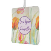 チューリップウォーターカラーフラワーアートカーエアーフレッシュナー カーエアーフレッシュナー (左)