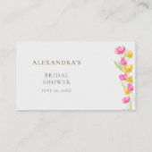 チューリップウオーターカラーピンク春ブライダルシャワーレシピ エンクロージャーカード (裏面)