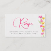 チューリップウオーターカラーピンク春ブライダルシャワーレシピ エンクロージャーカード (正面)